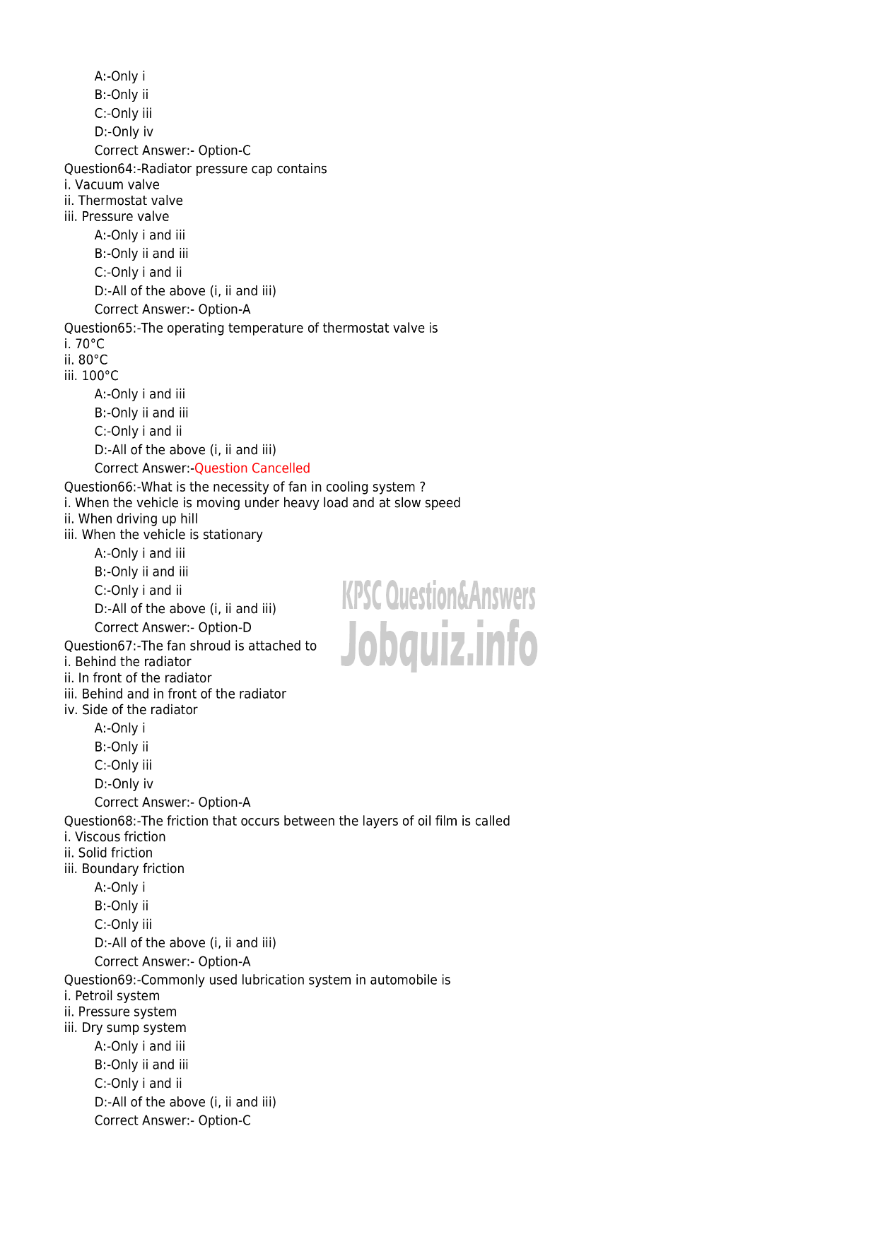 Kerala PSC Question Paper - Pump Operator -9