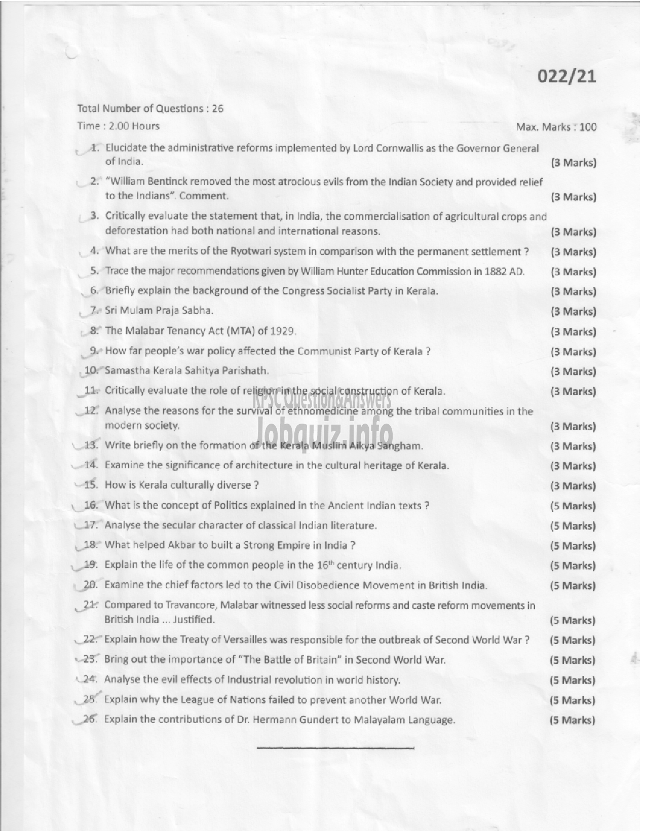 Kerala PSC Question Paper - QUESTION PAPER - KAS - STREAM  III - PAPER - I,II AND III-1