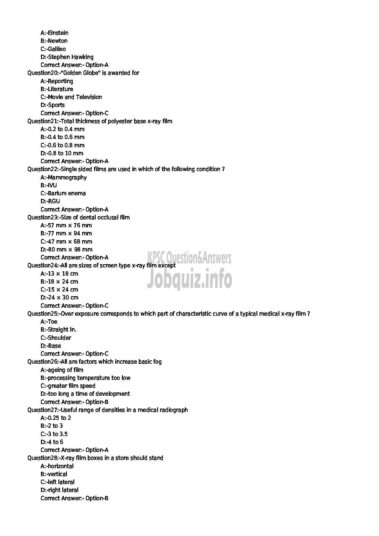 Kerala PSC Question Paper - RADIOGRAPHER GRADE II SPECIAL RECRUITMENT FROM AMONG SC / ST ONLY-3