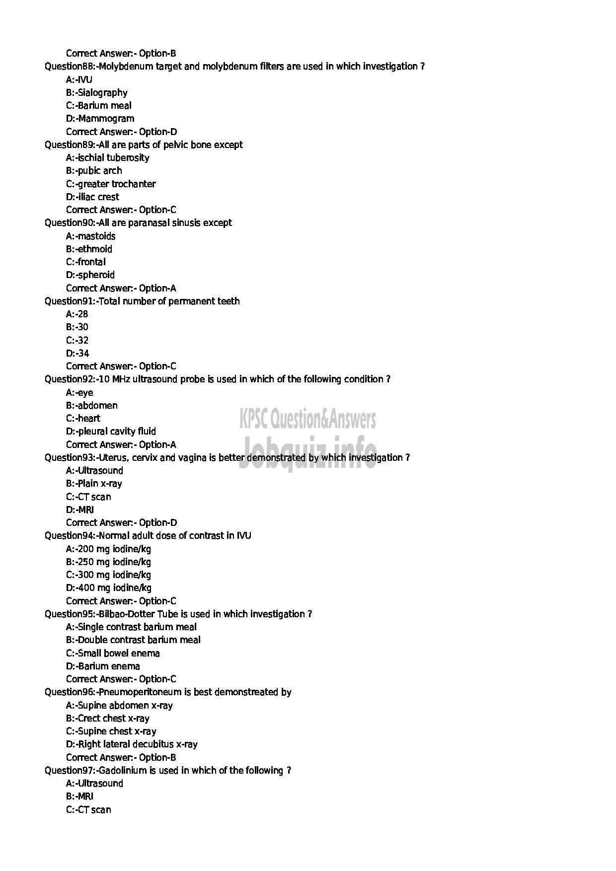 Kerala PSC Question Paper - RADIOGRAPHER GRADE II SPECIAL RECRUITMENT FROM AMONG SC / ST ONLY-10