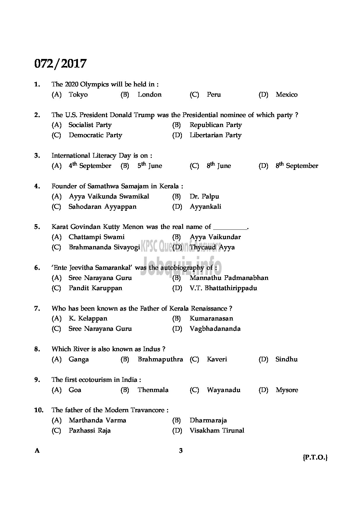 Kerala PSC Question Paper - RADIOGRAPHER GR.II HEALTH SERVICES QUESTION PAPER-2