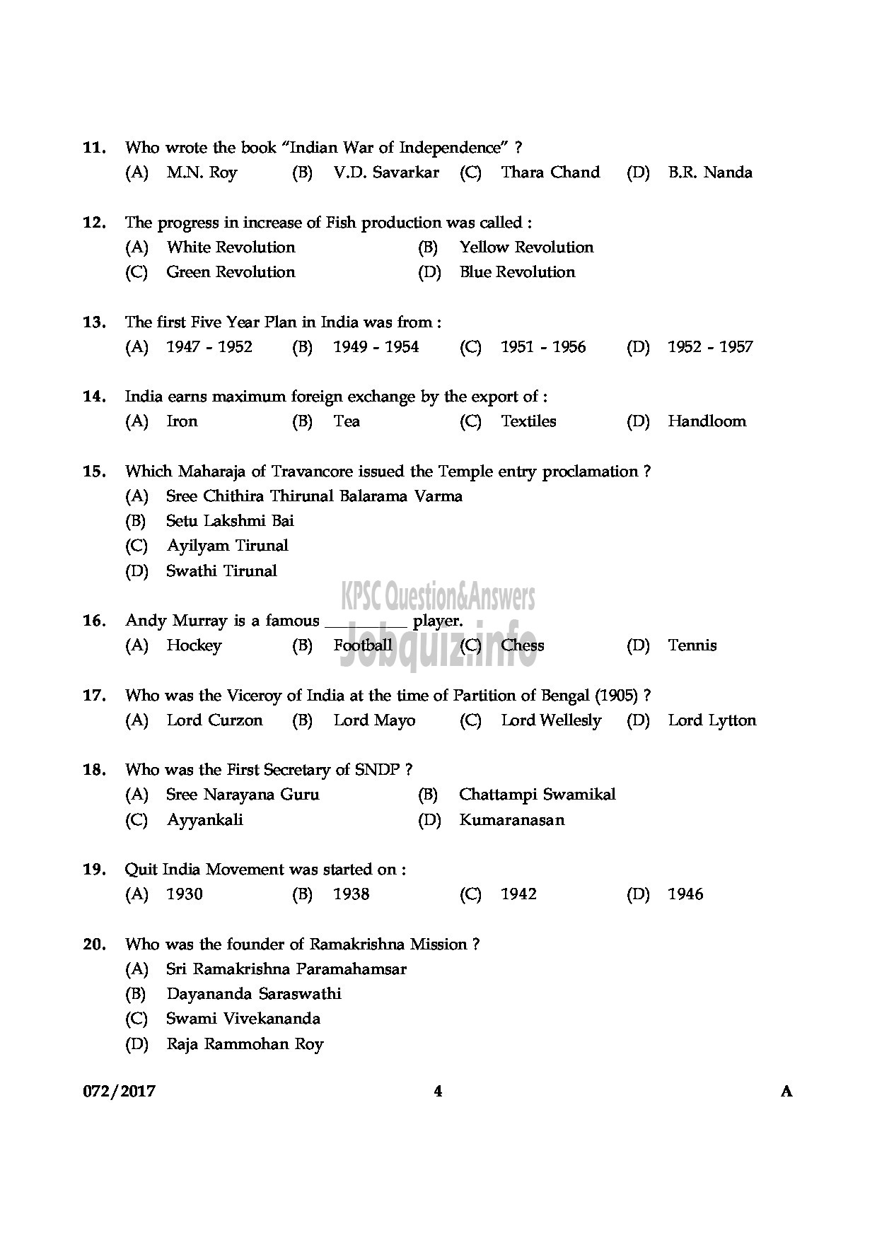 Kerala PSC Question Paper - RADIOGRAPHER GR.II HEALTH SERVICES QUESTION PAPER-3