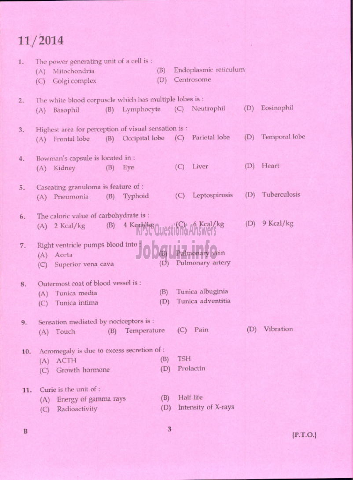 Kerala PSC Question Paper - RADIOGRAPHER GR II INDIAN SYSTEMS OF MEDICINE IDK KKD-1