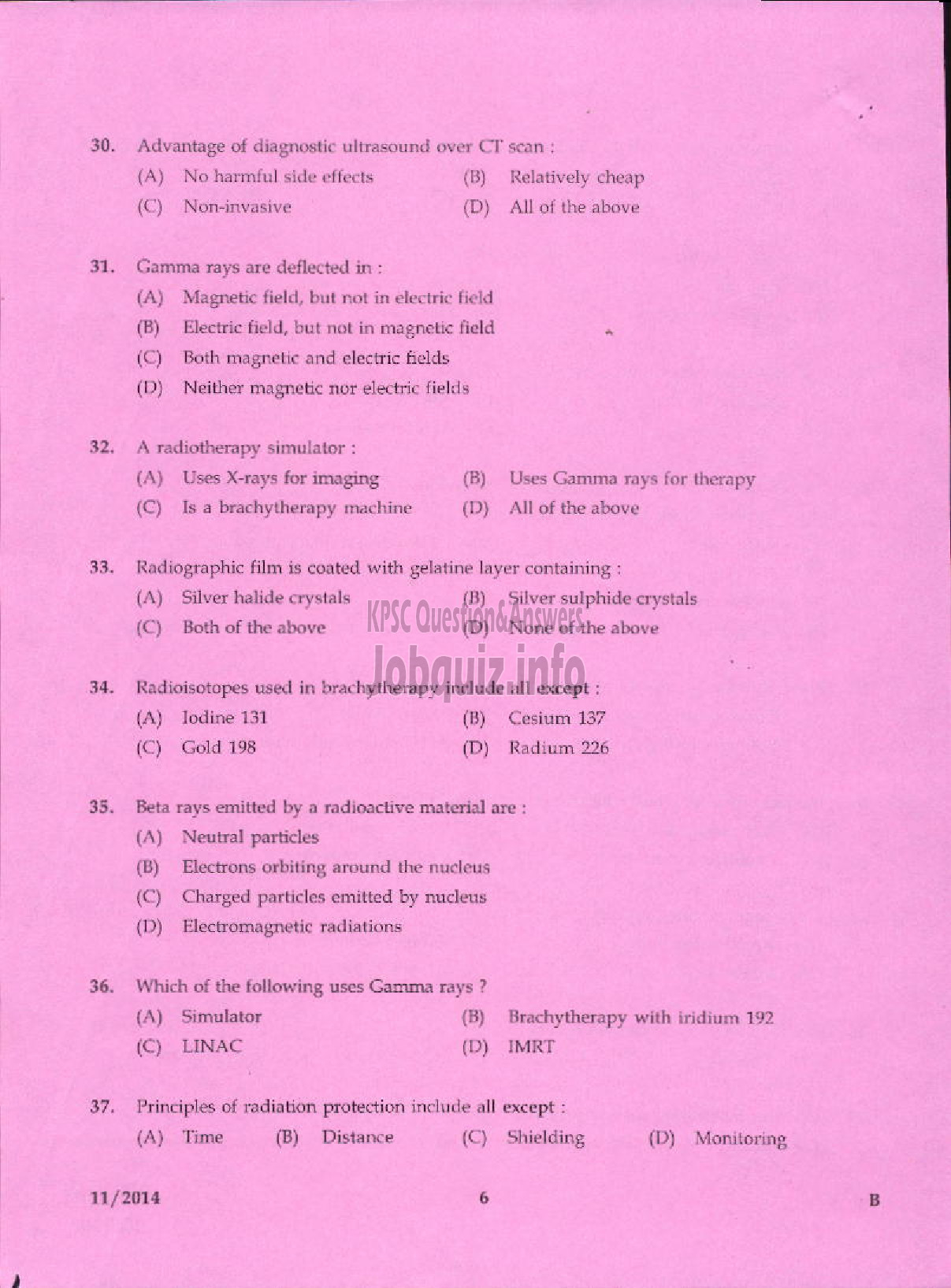 Kerala PSC Question Paper - RADIOGRAPHER GR II INDIAN SYSTEMS OF MEDICINE IDK KKD-4