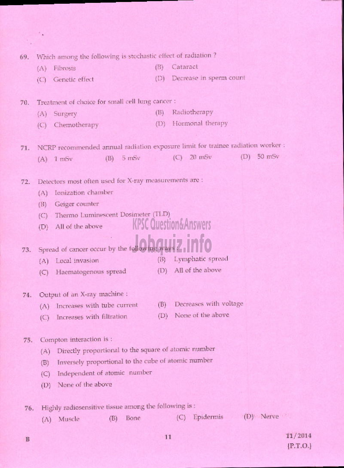 Kerala PSC Question Paper - RADIOGRAPHER GR II INDIAN SYSTEMS OF MEDICINE IDK KKD-9