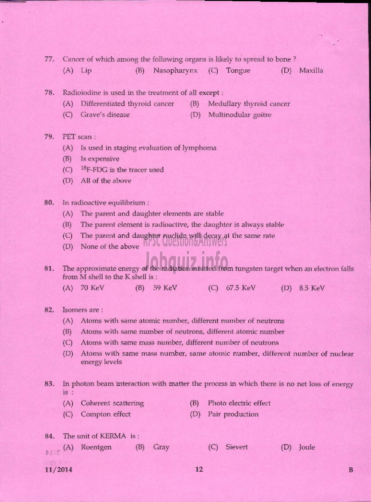 Kerala PSC Question Paper - RADIOGRAPHER GR II INDIAN SYSTEMS OF MEDICINE IDK KKD-10