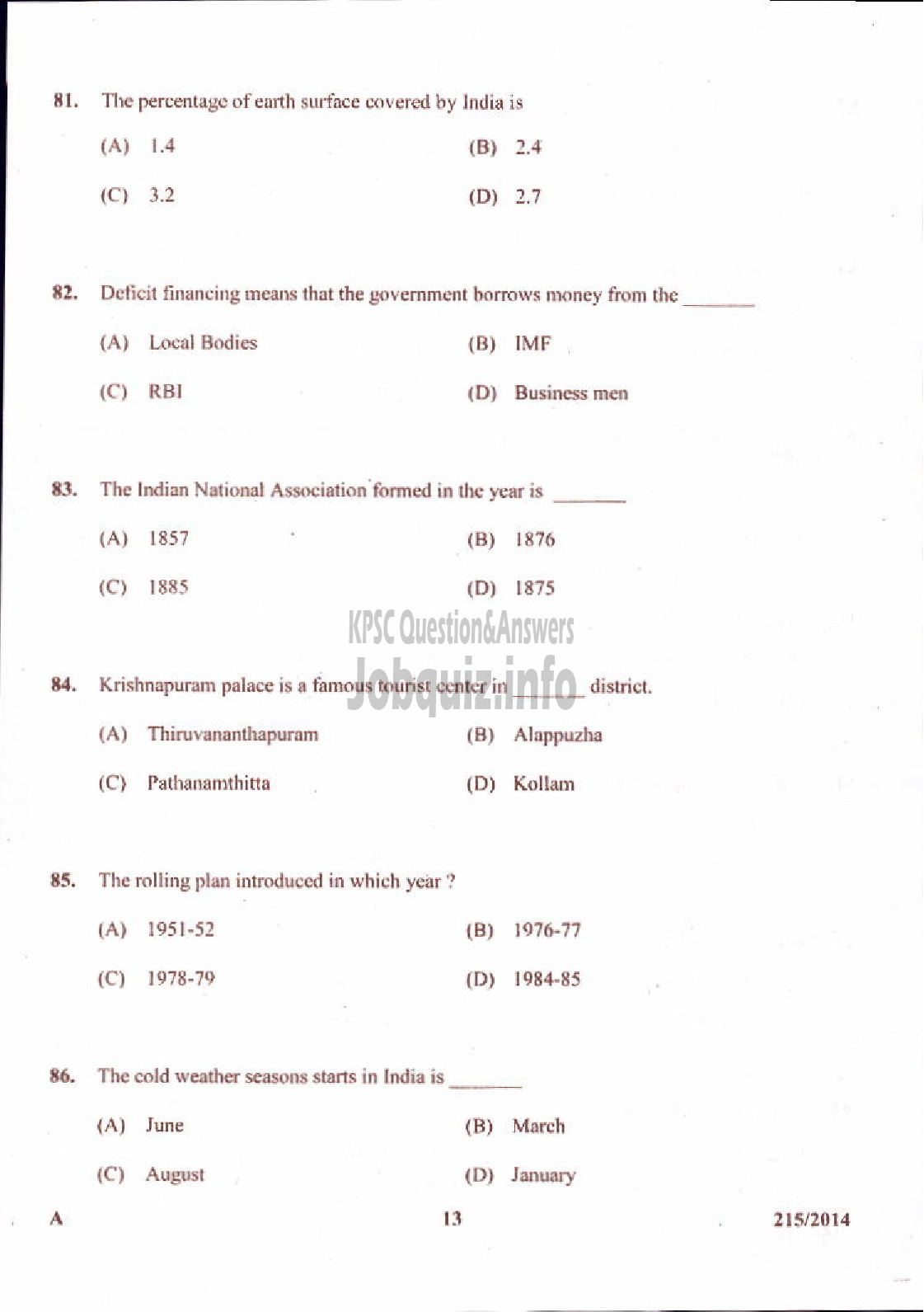 Kerala PSC Question Paper - RADIOGRAPHER GR II INSURANCE MEDICAL SERVICES-13