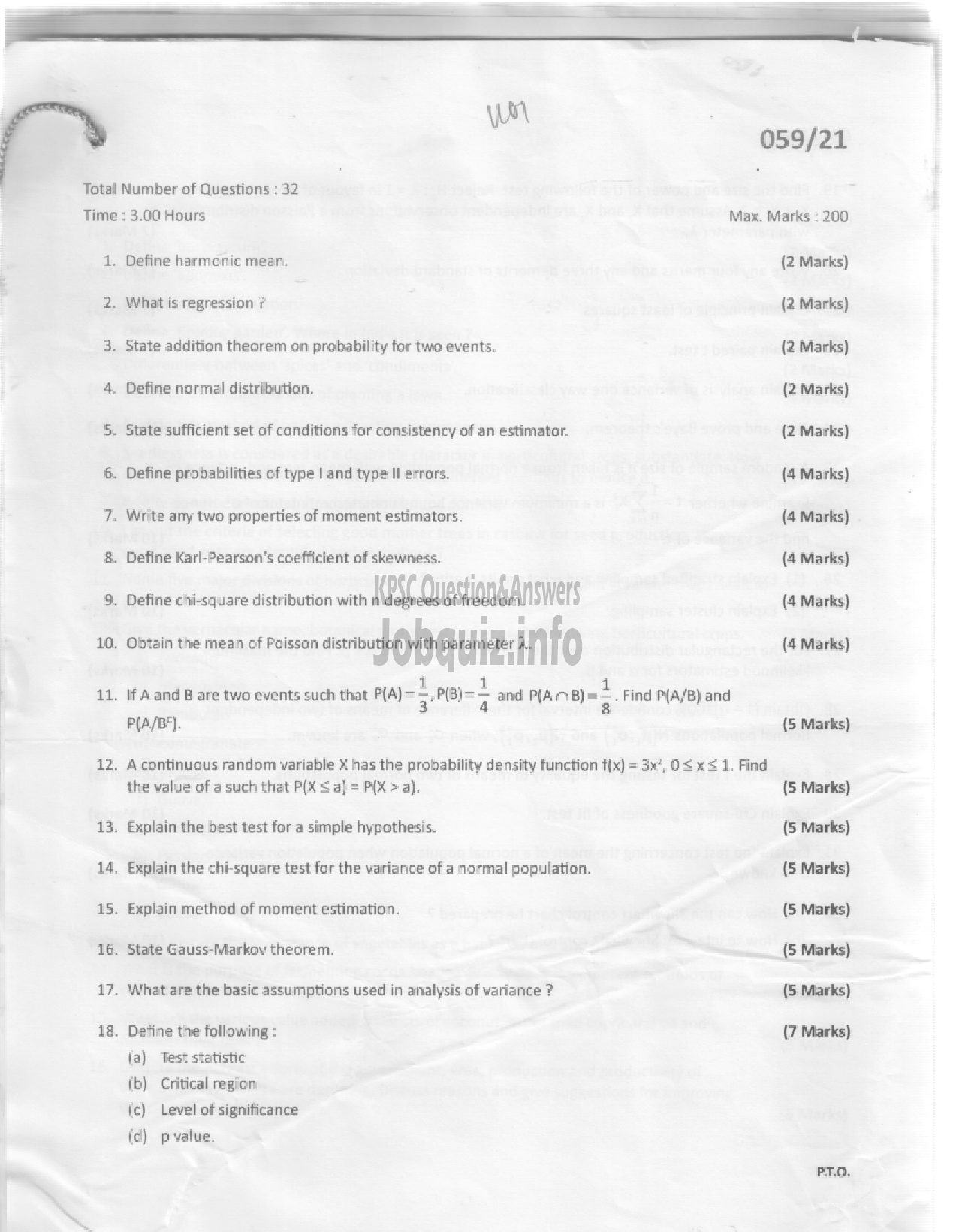 Kerala PSC Question Paper - RANGE FOREST OFFICER-1