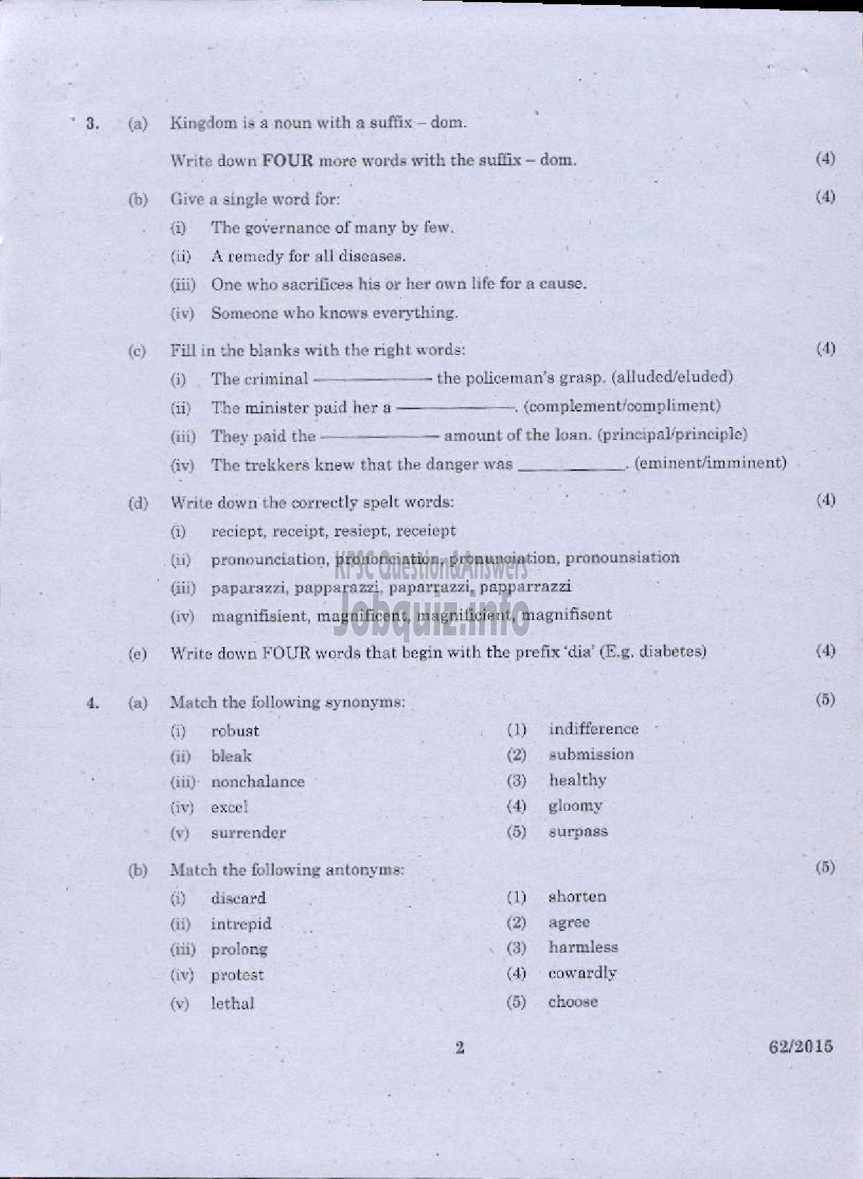 Kerala PSC Question Paper - RANGE FOREST OFFICER FOREST / COMPULSORY SUBJECTS II ENGLISH-2