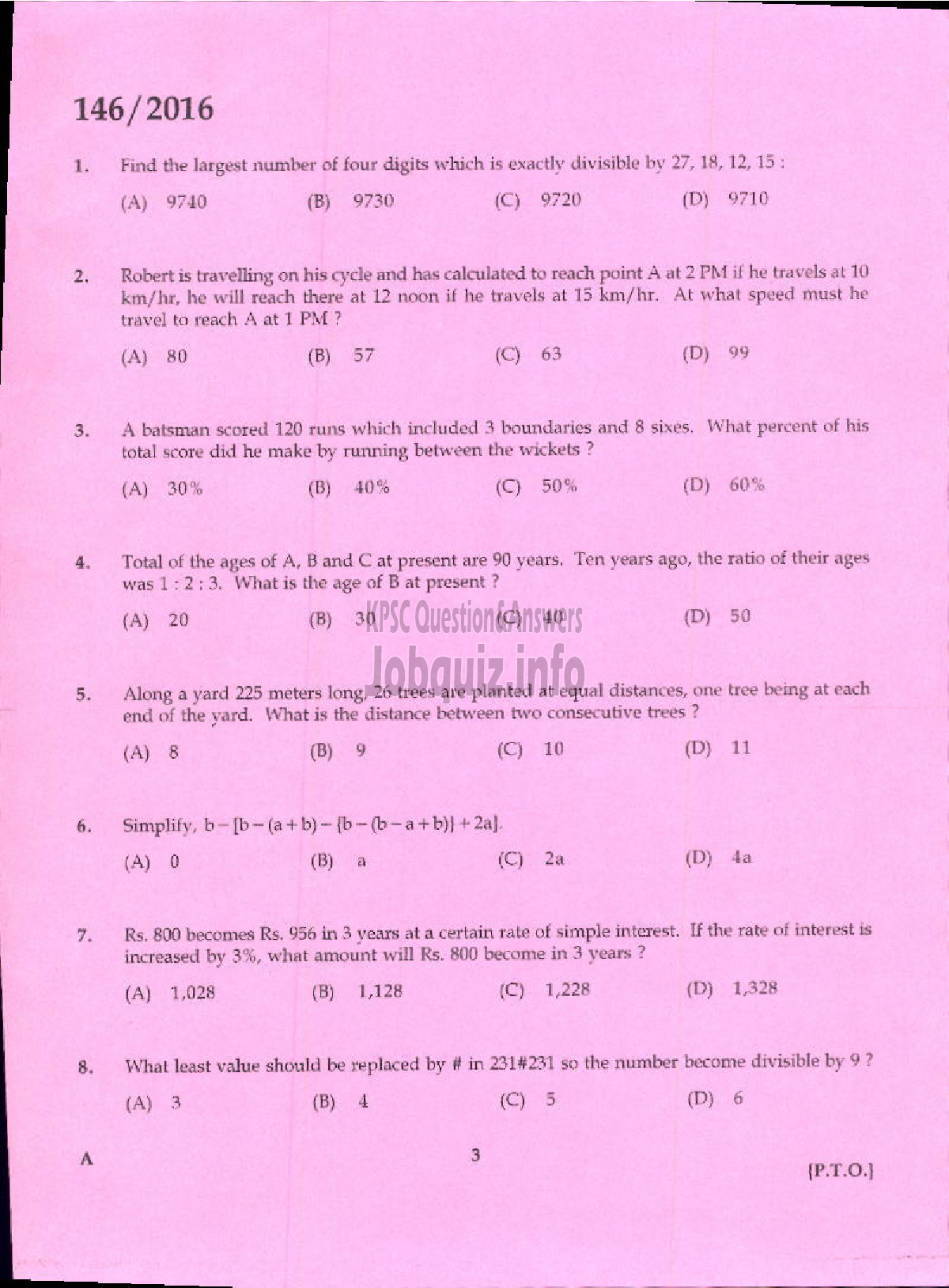 Kerala PSC Question Paper - RANGE FOREST OFFICER KERALA FOREST PRELIMINARY-1