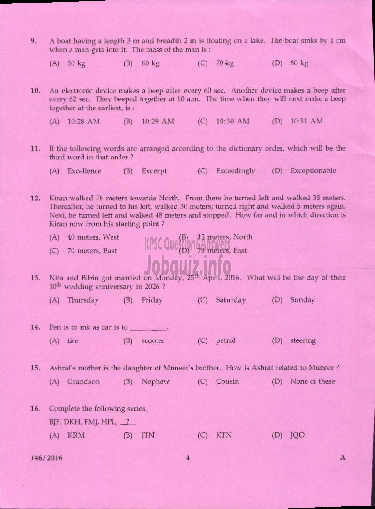 Kerala PSC Question Paper - RANGE FOREST OFFICER KERALA FOREST PRELIMINARY-2