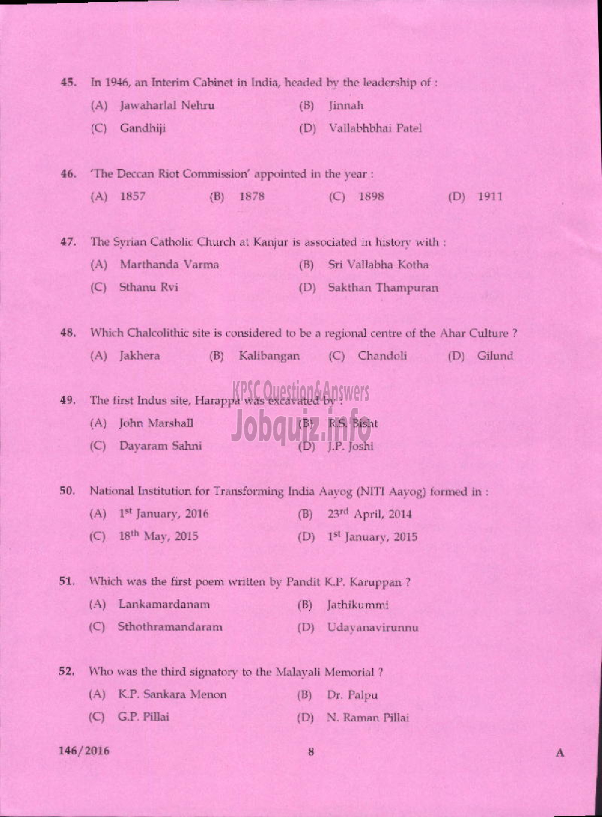 Kerala PSC Question Paper - RANGE FOREST OFFICER KERALA FOREST PRELIMINARY-6