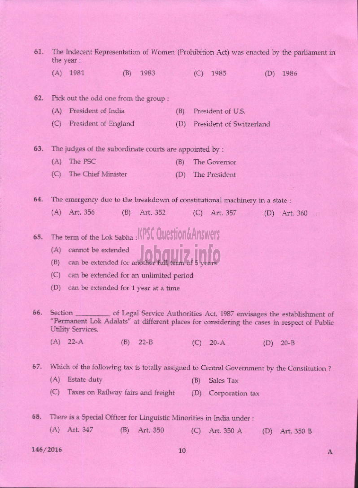 Kerala PSC Question Paper - RANGE FOREST OFFICER KERALA FOREST PRELIMINARY-8