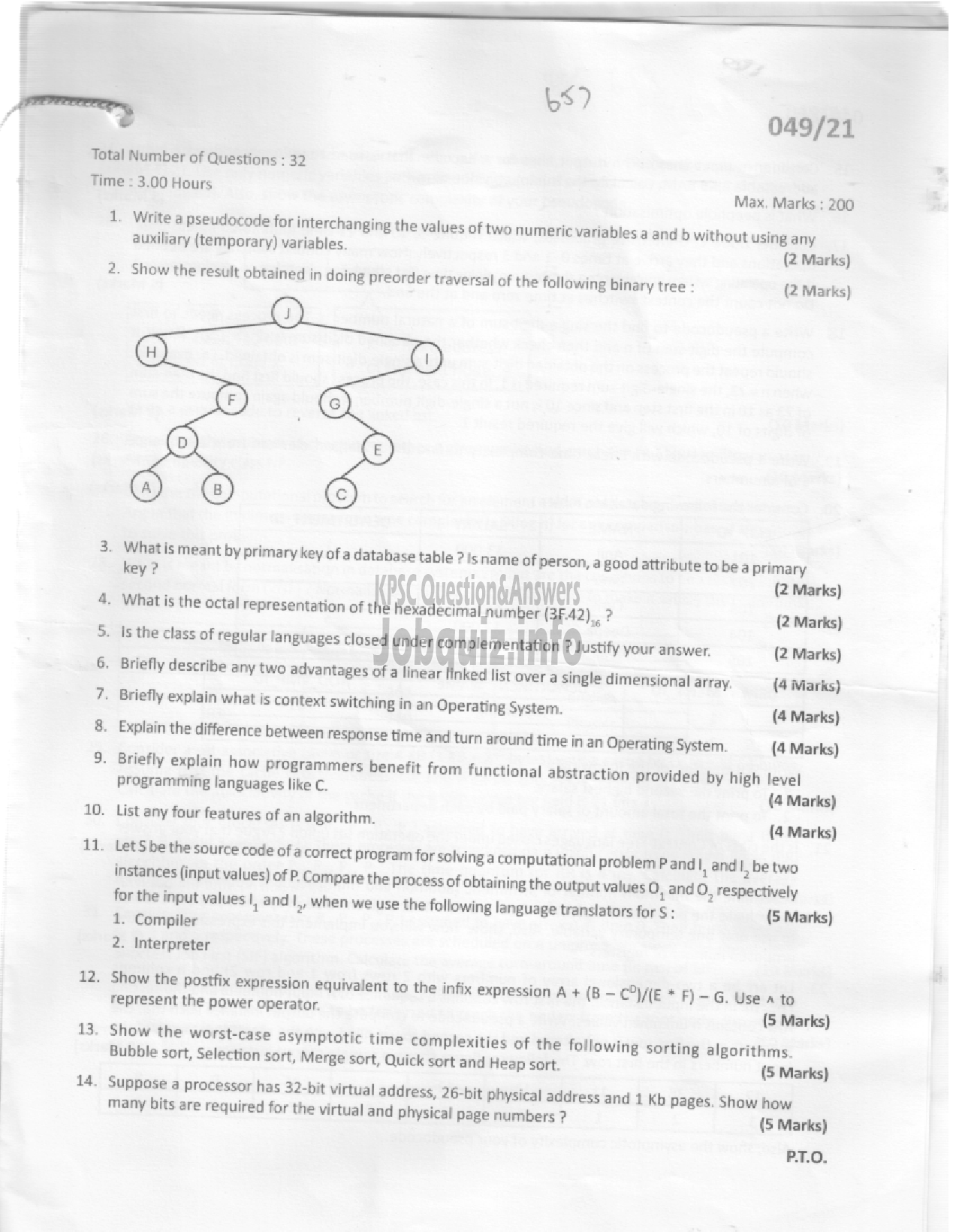 Kerala PSC Question Paper - RANGE FOREST OFFICER -1