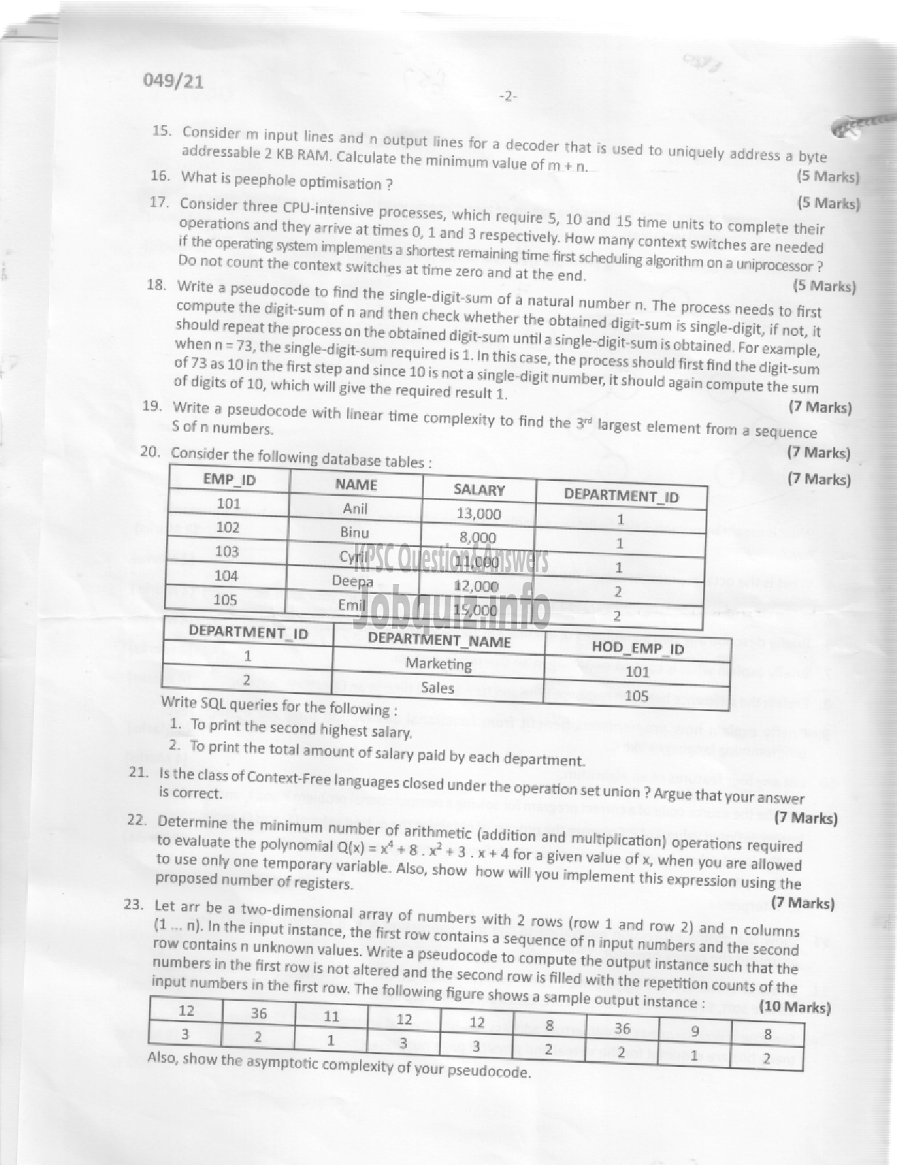 Kerala PSC Question Paper - RANGE FOREST OFFICER -2