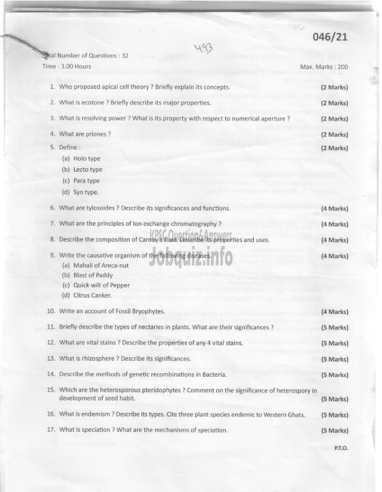 Kerala PSC Question Paper - RANGE FOREST OFFICER  -1