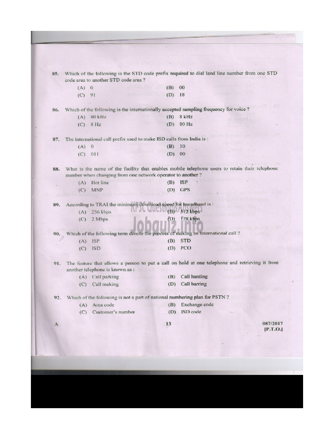 Kerala PSC Question Paper - RECEPTIONIST CUM TELEPHONE OPERATOR KERALA STATE DRUGS AND PHARMACEUTICAL LTD-12