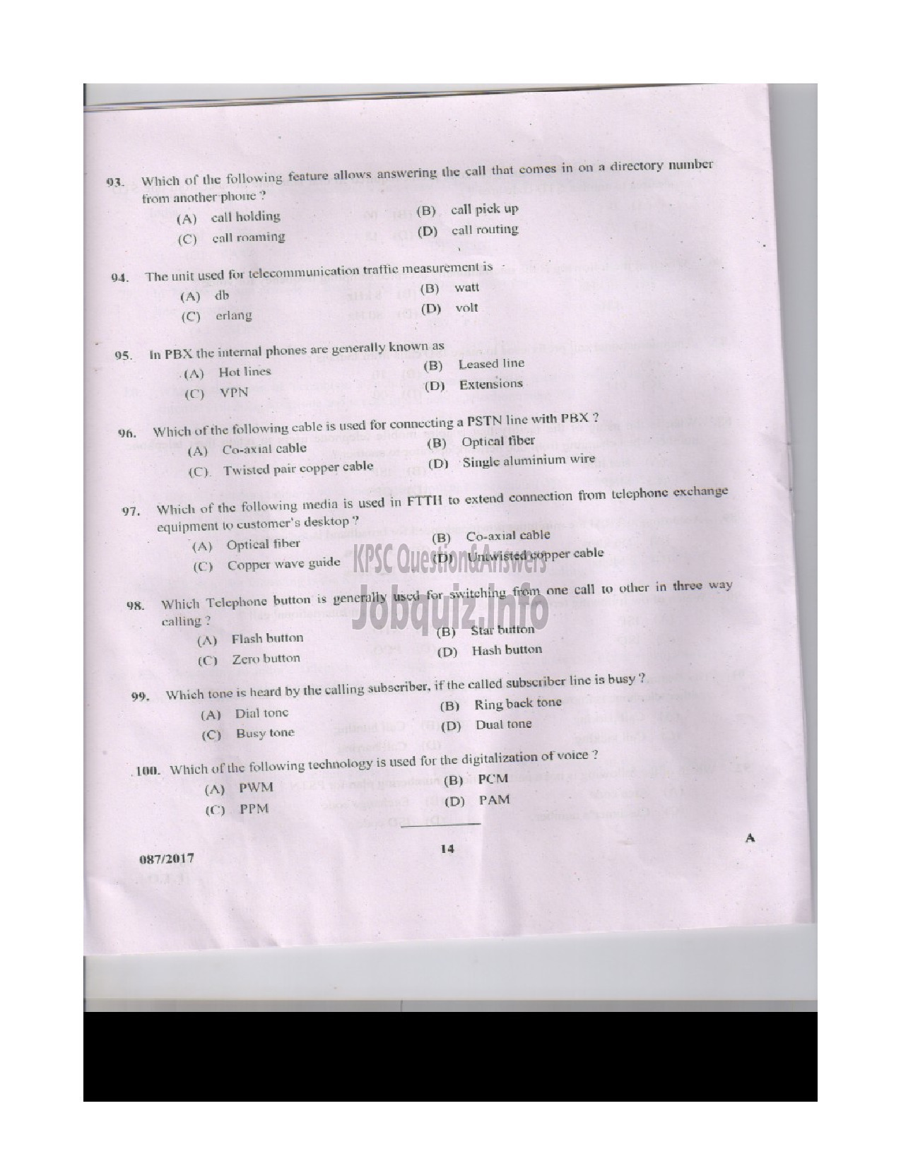 Kerala PSC Question Paper - RECEPTIONIST CUM TELEPHONE OPERATOR KERALA STATE DRUGS AND PHARMACEUTICAL LTD-13