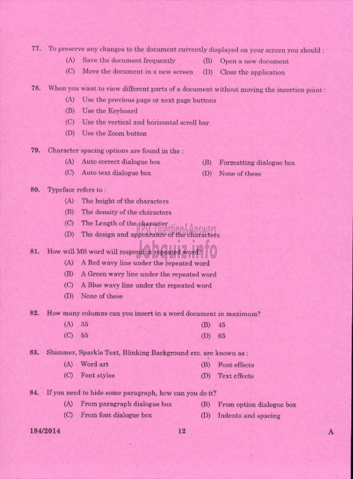 Kerala PSC Question Paper - RECORDING ASSISTANT / SCRIBE GOVT AYURVEDA COLLEGE TVPM-3