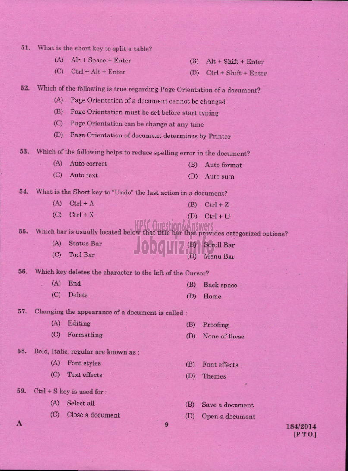 Kerala PSC Question Paper - RECORDING ASSISTANT / SCRIBE GOVT AYURVEDA COLLEGE TVPM-6