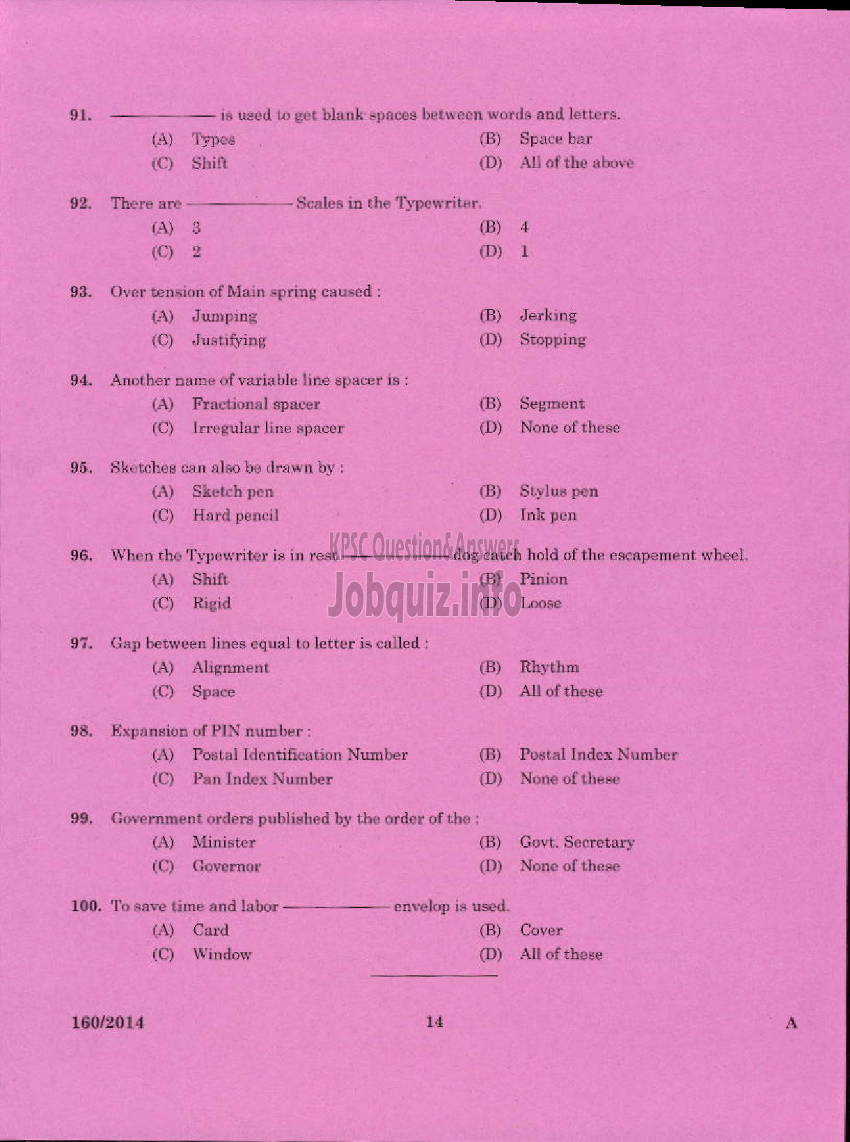 Kerala PSC Question Paper - REPORTER GRADE II ENGLISH LEGISLATURE SECRETARIAT-12