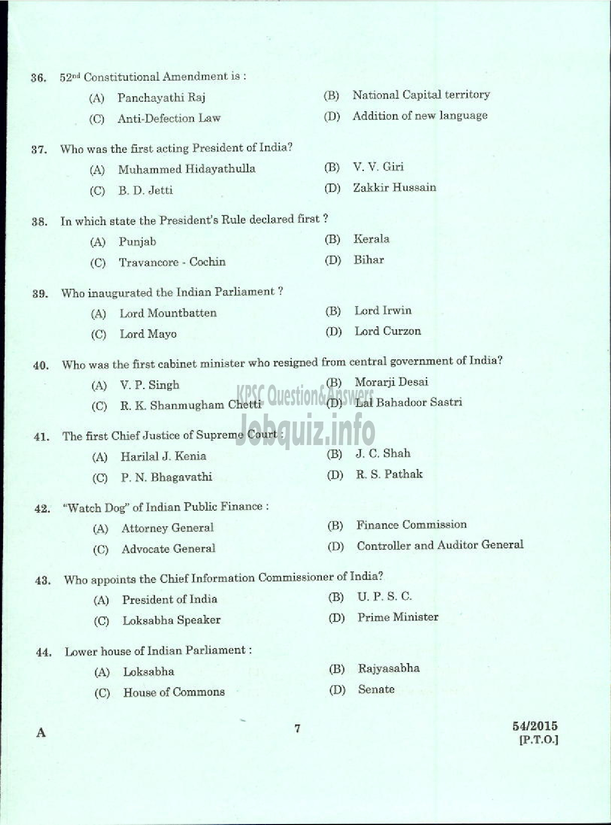 Kerala PSC Question Paper - REPORTER GRADE II MALAYALAM LEGISLATURE SECRETARIAT-5