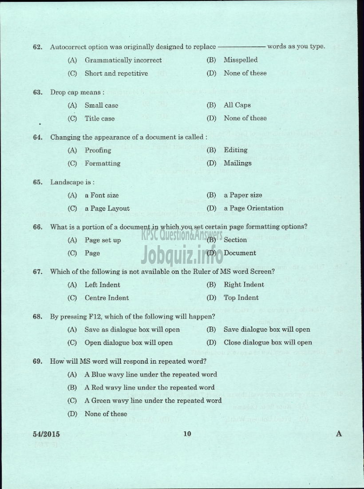 Kerala PSC Question Paper - REPORTER GRADE II MALAYALAM LEGISLATURE SECRETARIAT-8