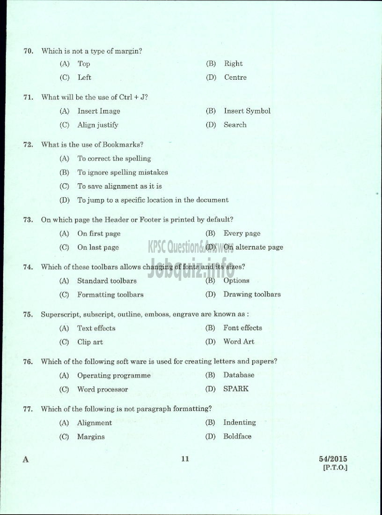 Kerala PSC Question Paper - REPORTER GRADE II MALAYALAM LEGISLATURE SECRETARIAT-9