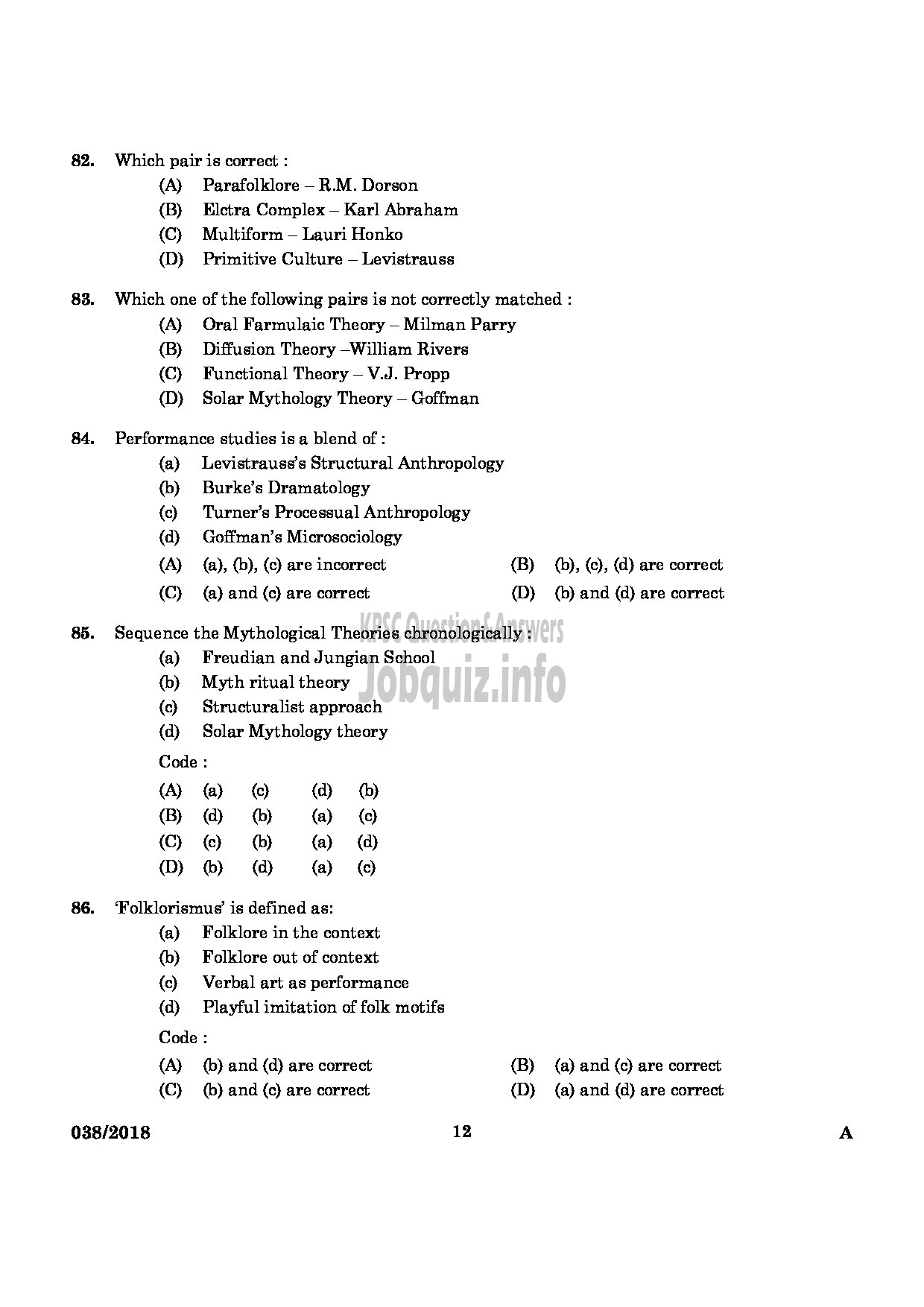 Kerala PSC Question Paper - RESEARCH ASSISTANT FOLKLORE ARCHAEOLOGY-10