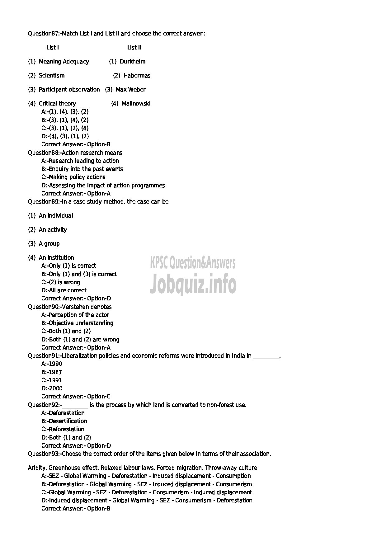 Kerala PSC Question Paper - RESEARCH ASSISTANT SOCIOLOGY KIRTADS-11