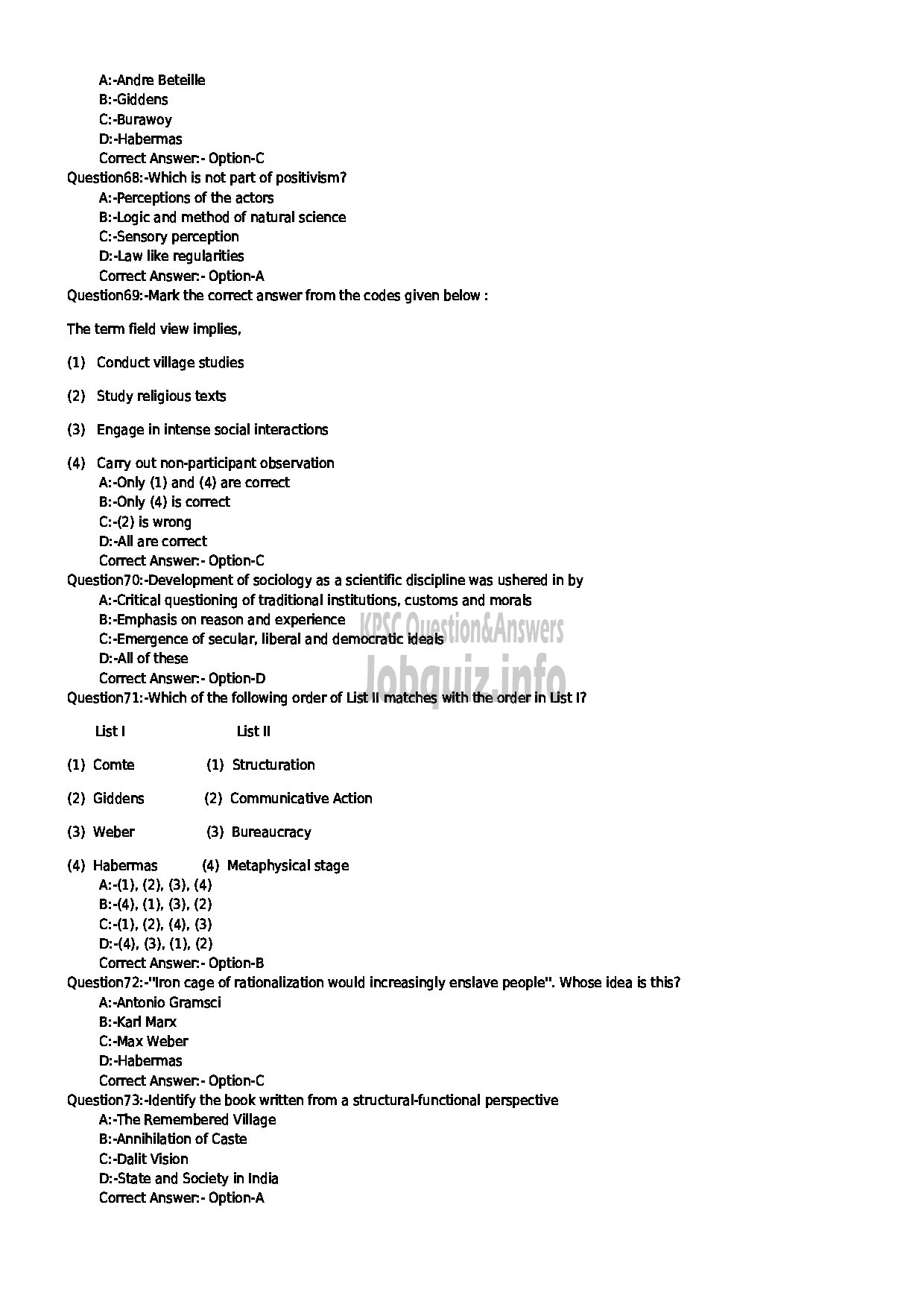 Kerala PSC Question Paper - RESEARCH ASSISTANT SOCIOLOGY KIRTADS-8