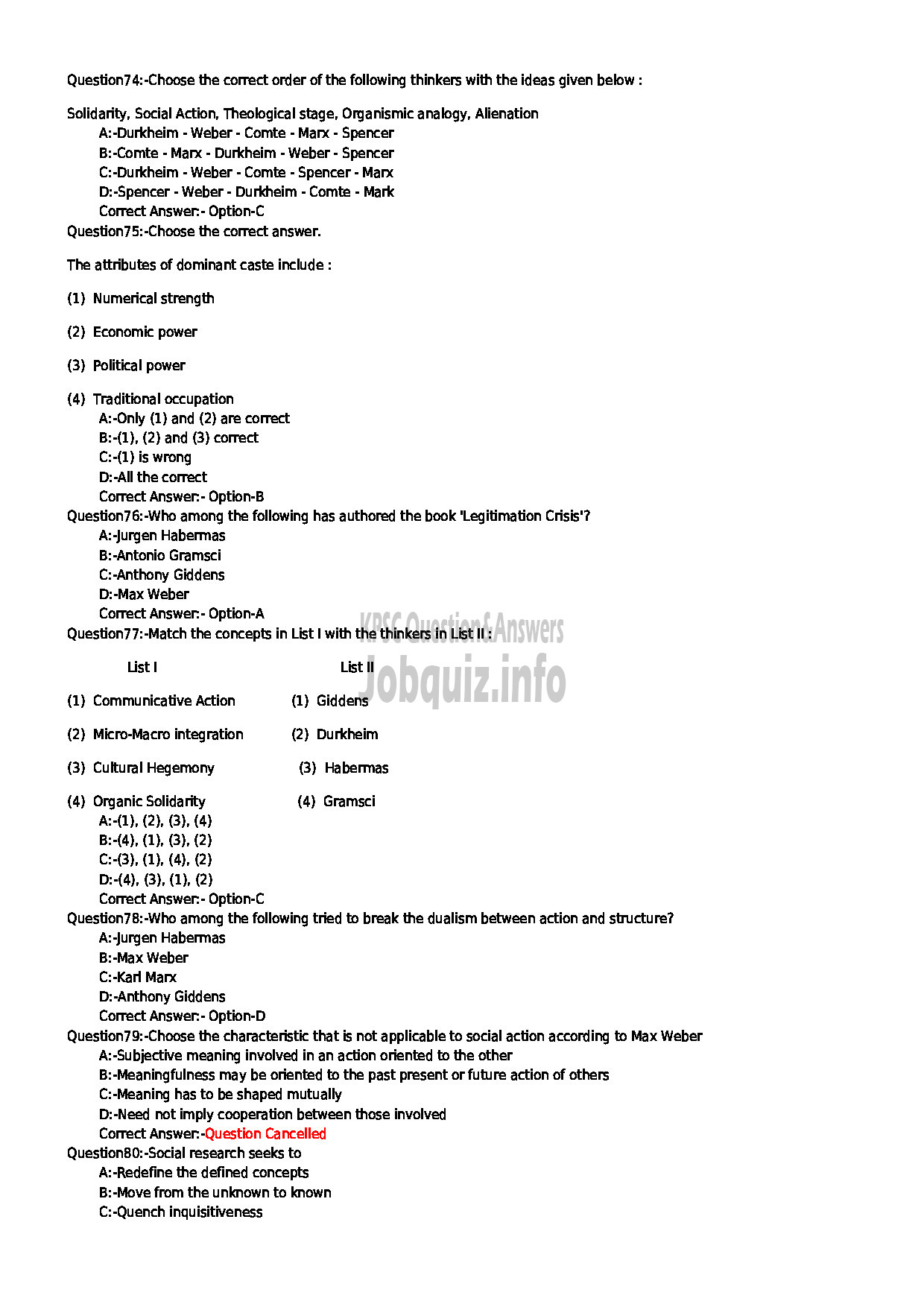 Kerala PSC Question Paper - RESEARCH ASSISTANT SOCIOLOGY KIRTADS-9