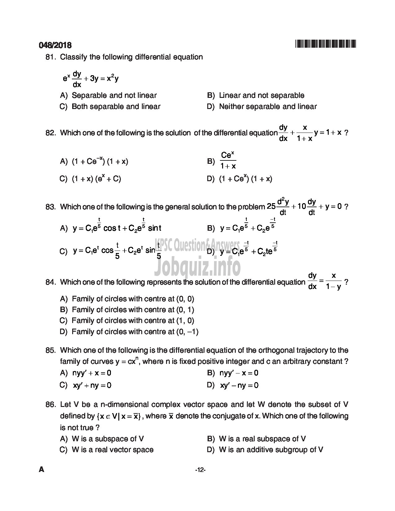 Kerala PSC Question Paper - RESEARCH ASSISTANT STATE PLANNING BOARD-12