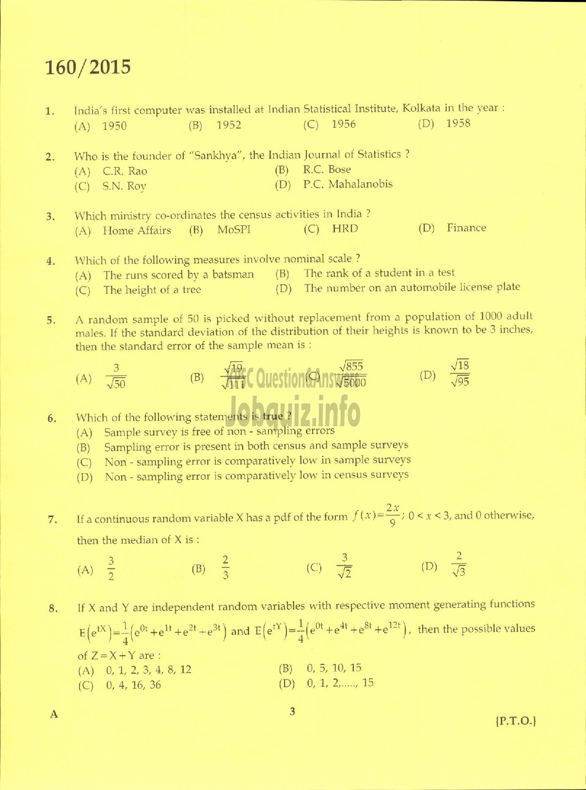 Kerala PSC Question Paper - RESEARCH OFFICER ECONOMICS AND STATISTICS-1