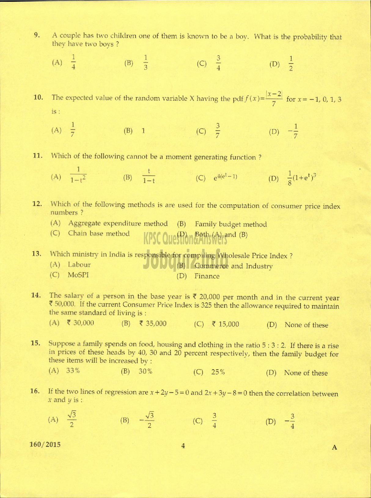 Kerala PSC Question Paper - RESEARCH OFFICER ECONOMICS AND STATISTICS-2