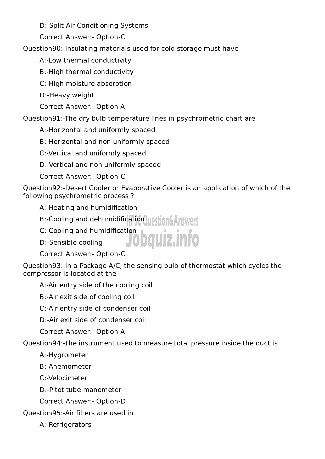 Kerala PSC Question Paper - Refrigeration Mechanic UIP-17