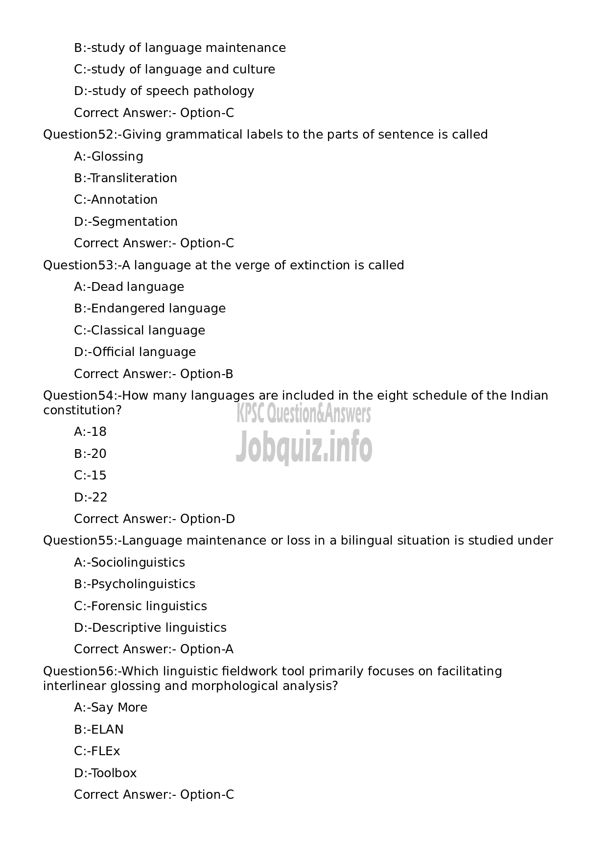 Kerala PSC Question Paper - Research Assistant (Linguistics)-11