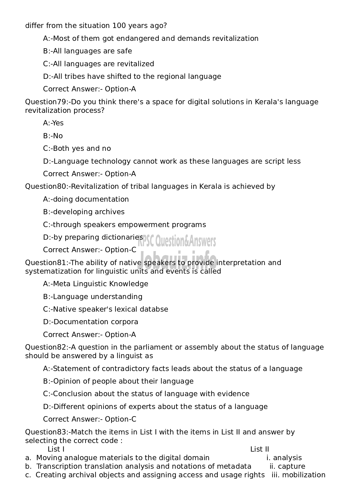 Kerala PSC Question Paper - Research Assistant (Linguistics)-16