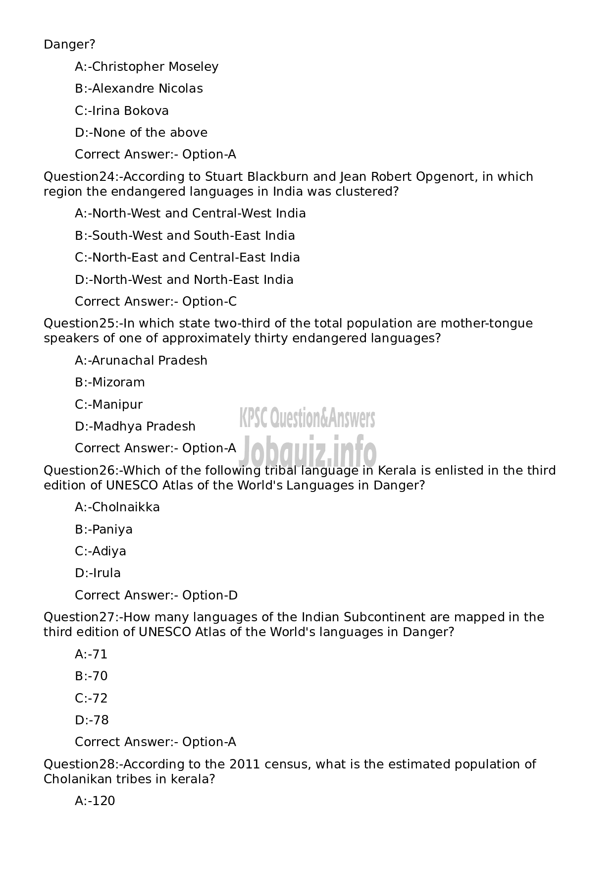 Kerala PSC Question Paper - Research Assistant (Linguistics)-6