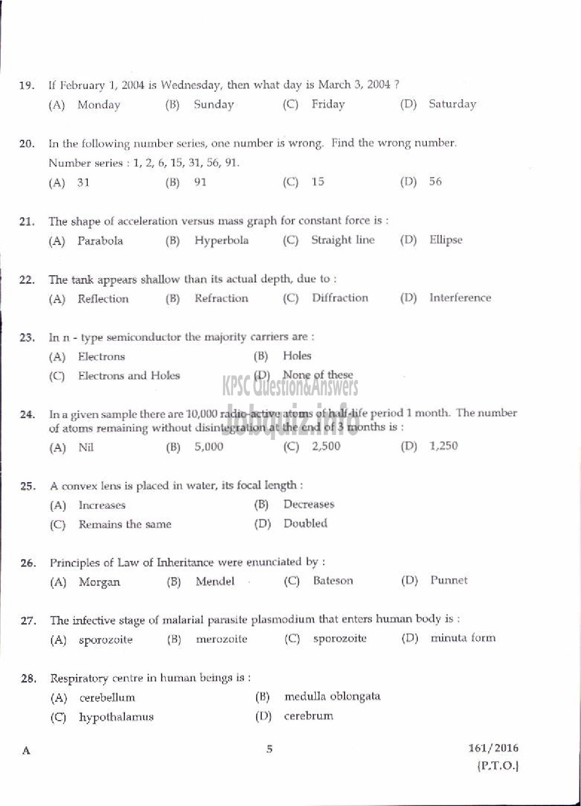 Kerala PSC Question Paper - SALES ASSISTANT GR II KSCCF LTD/JR ASST/CASHIER KSEB/KERALA CERAMICS/EXCISE CIRCLE INSPECTOR EXCISE-3