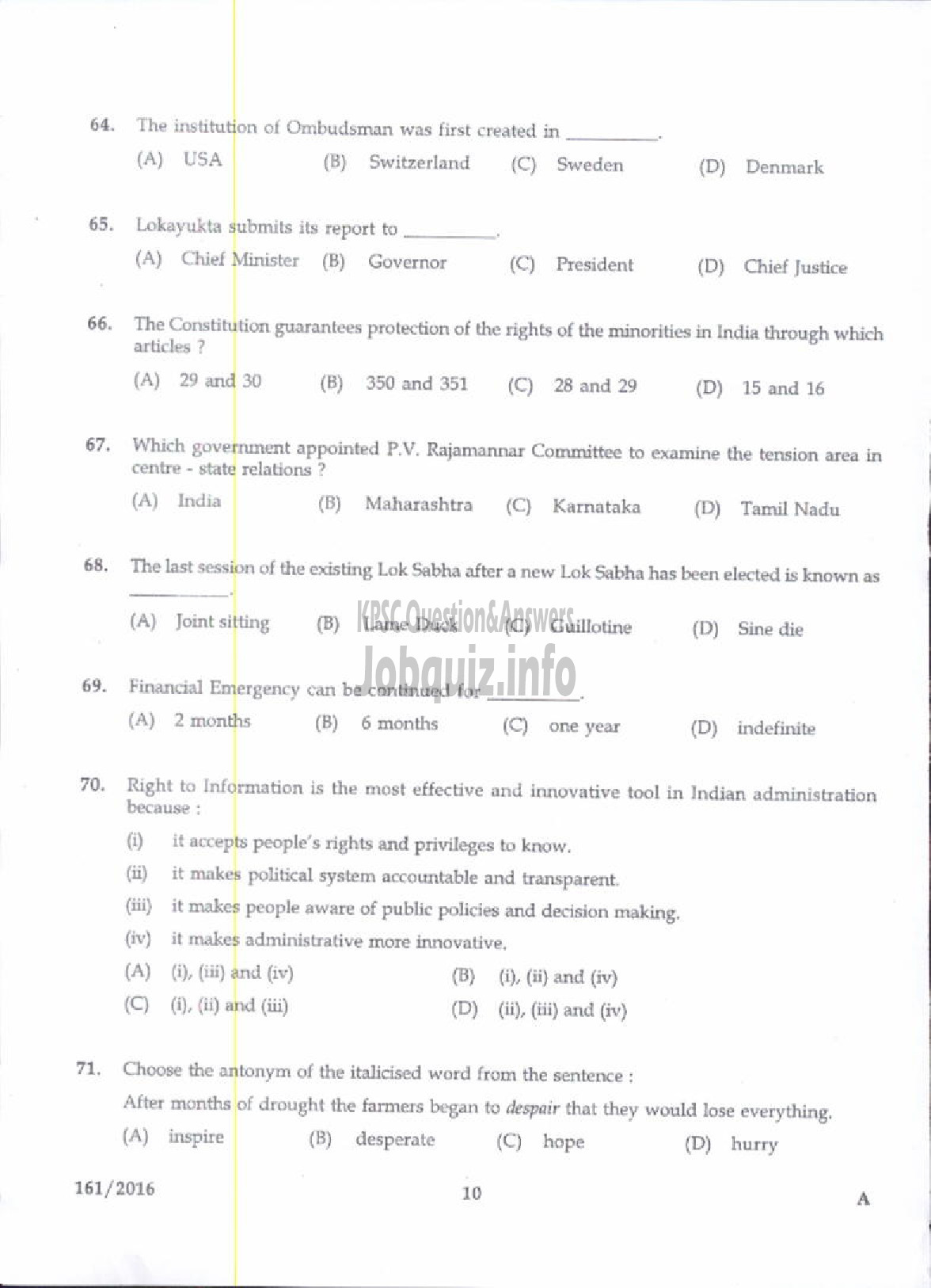Kerala PSC Question Paper - SALES ASSISTANT GR II KSCCF LTD/JR ASST/CASHIER KSEB/KERALA CERAMICS/EXCISE CIRCLE INSPECTOR EXCISE-8