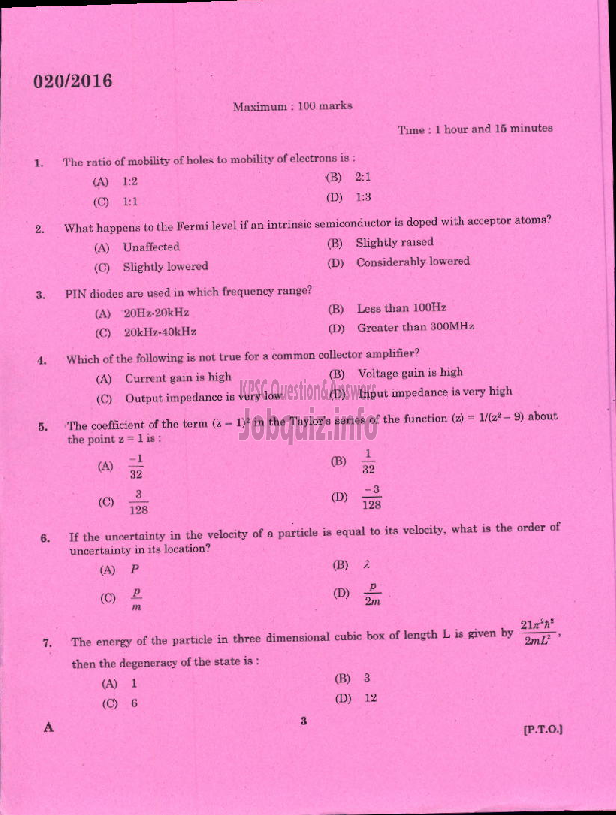 Kerala PSC Question Paper - SCIENTIFIC ASSISTANT DOCUMENTS POLICE FORENSIC SCIENCE LABORATORY-1