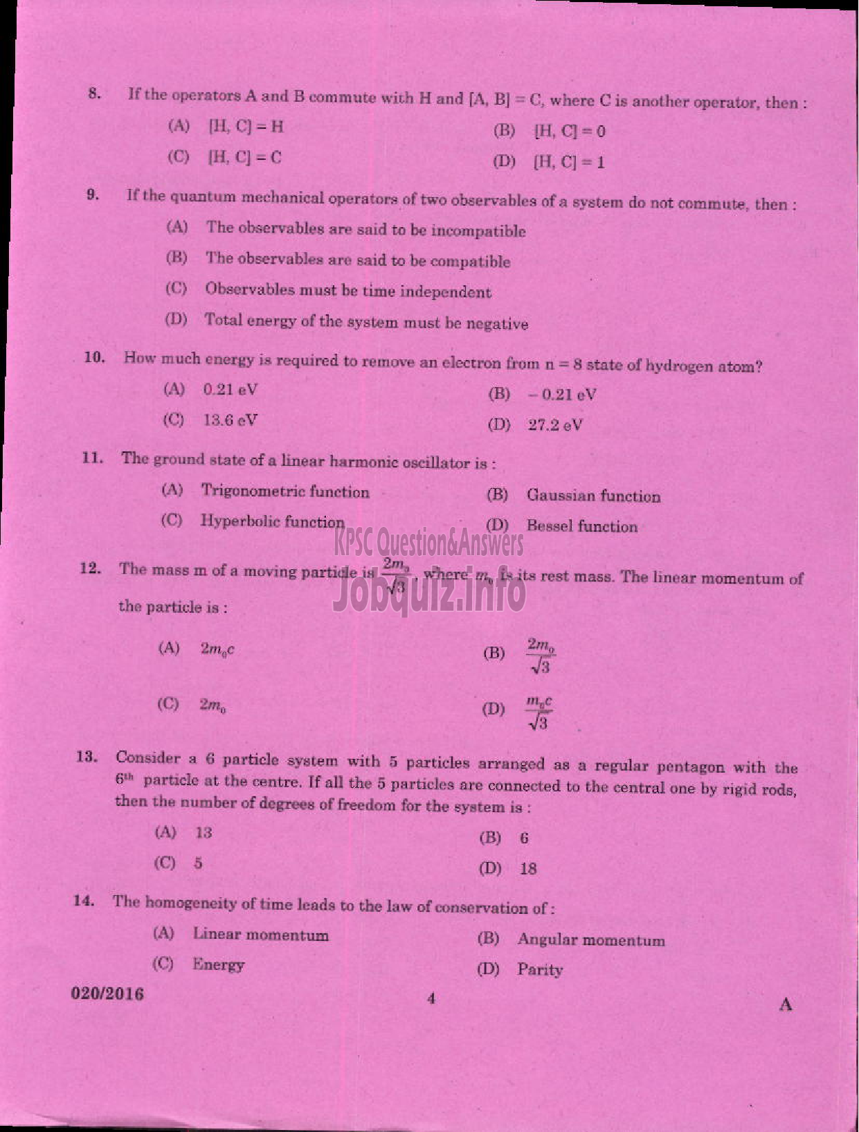 Kerala PSC Question Paper - SCIENTIFIC ASSISTANT DOCUMENTS POLICE FORENSIC SCIENCE LABORATORY-2