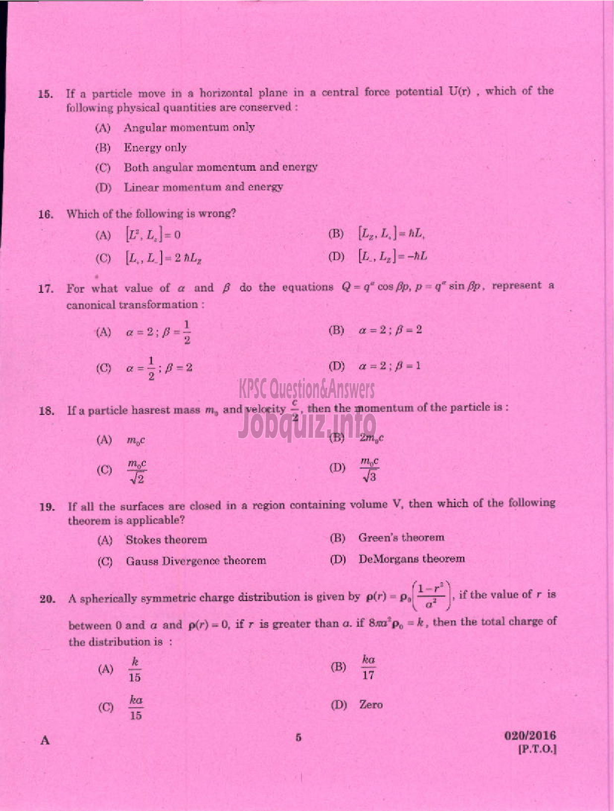 Kerala PSC Question Paper - SCIENTIFIC ASSISTANT DOCUMENTS POLICE FORENSIC SCIENCE LABORATORY-3