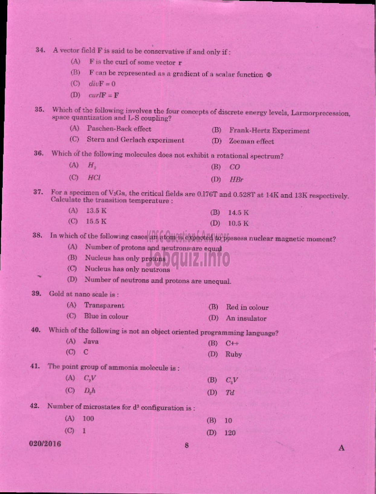 Kerala PSC Question Paper - SCIENTIFIC ASSISTANT DOCUMENTS POLICE FORENSIC SCIENCE LABORATORY-6