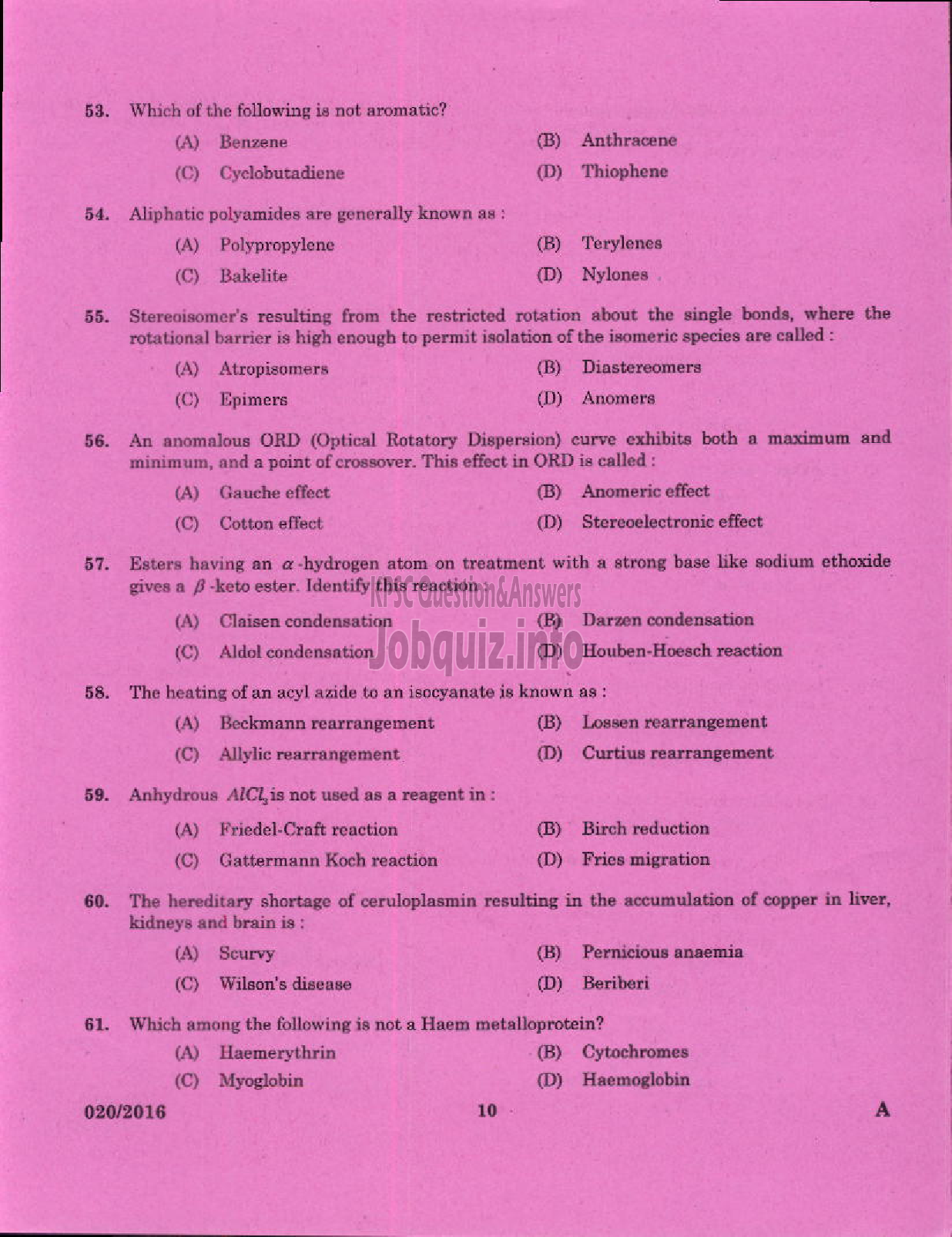 Kerala PSC Question Paper - SCIENTIFIC ASSISTANT DOCUMENTS POLICE FORENSIC SCIENCE LABORATORY-8