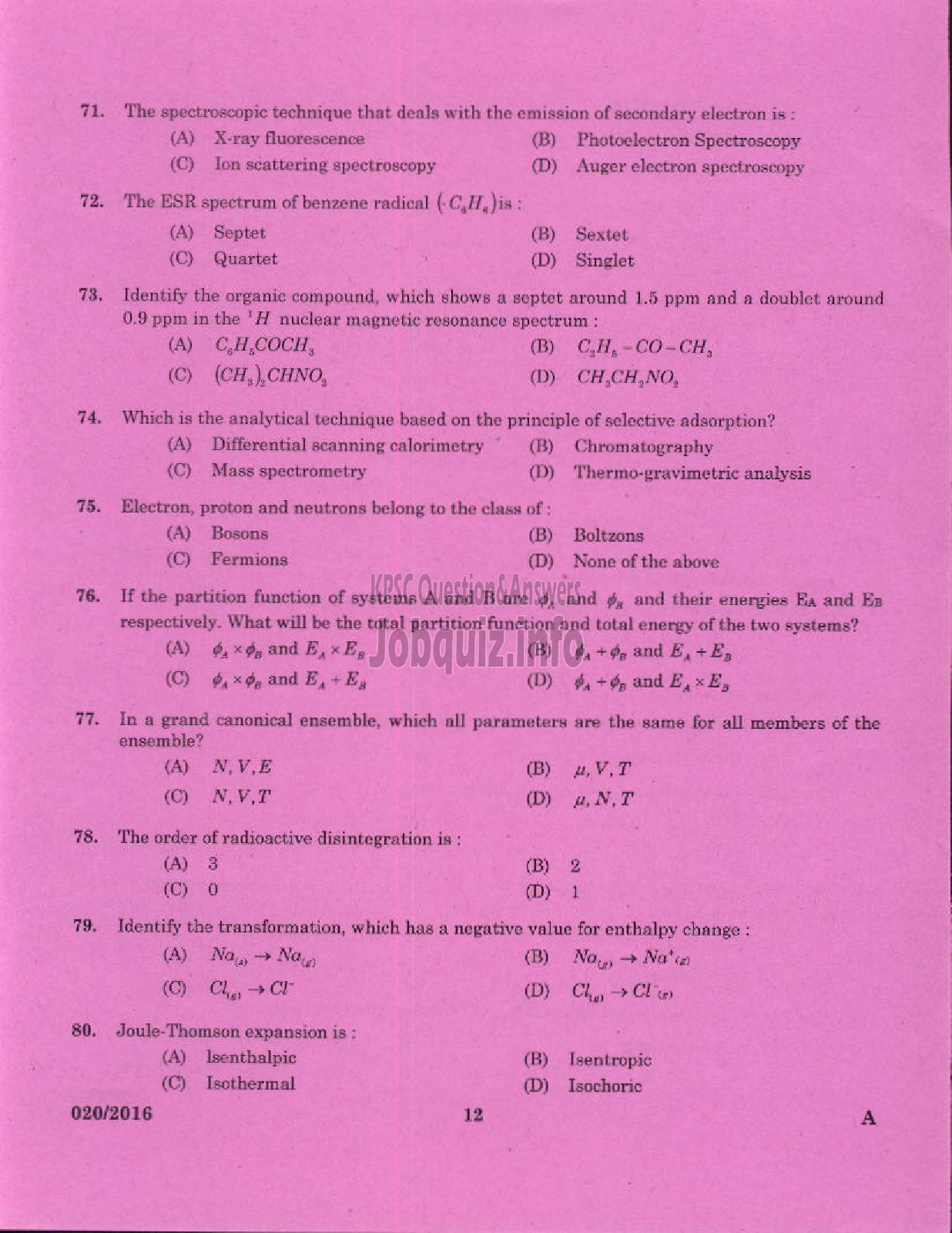 Kerala PSC Question Paper - SCIENTIFIC ASSISTANT DOCUMENTS POLICE FORENSIC SCIENCE LABORATORY-10