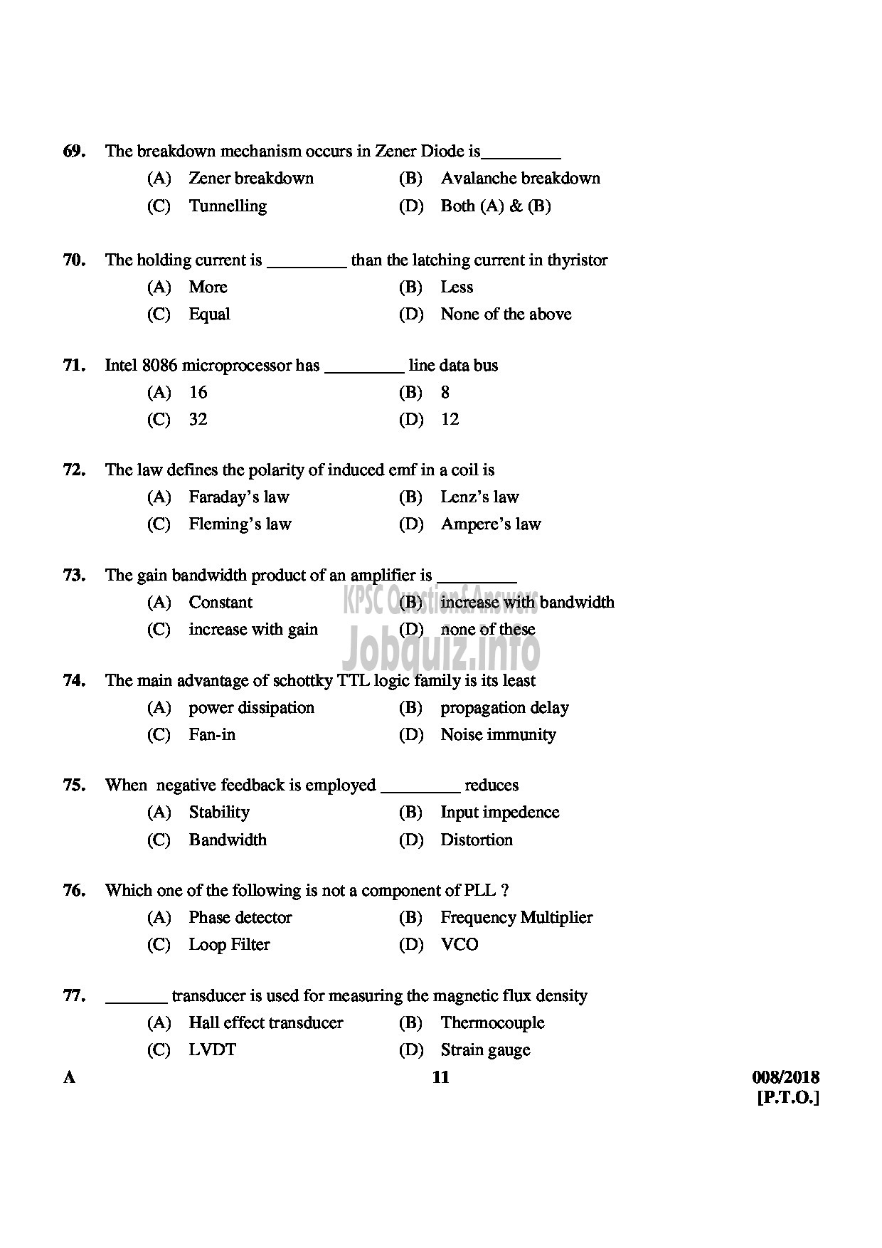 Kerala PSC Question Paper - SCIENTIFIC ASSISTANT ELECTRODIAGNOSTIC MEDICAL EDUCATION-11