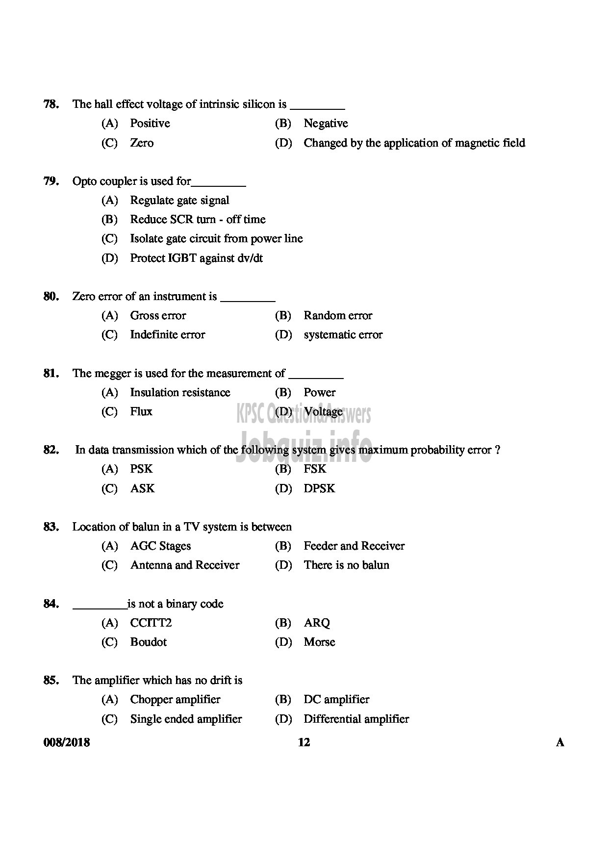 Kerala PSC Question Paper - SCIENTIFIC ASSISTANT ELECTRODIAGNOSTIC MEDICAL EDUCATION-12