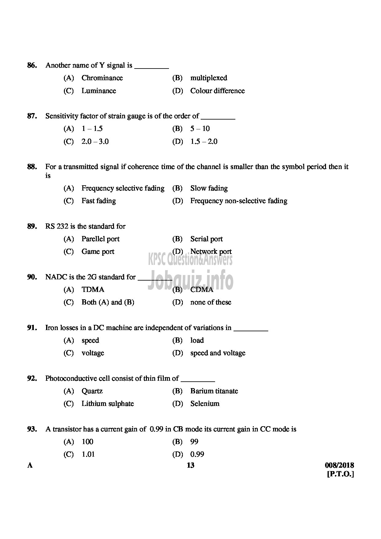 Kerala PSC Question Paper - SCIENTIFIC ASSISTANT ELECTRODIAGNOSTIC MEDICAL EDUCATION-13